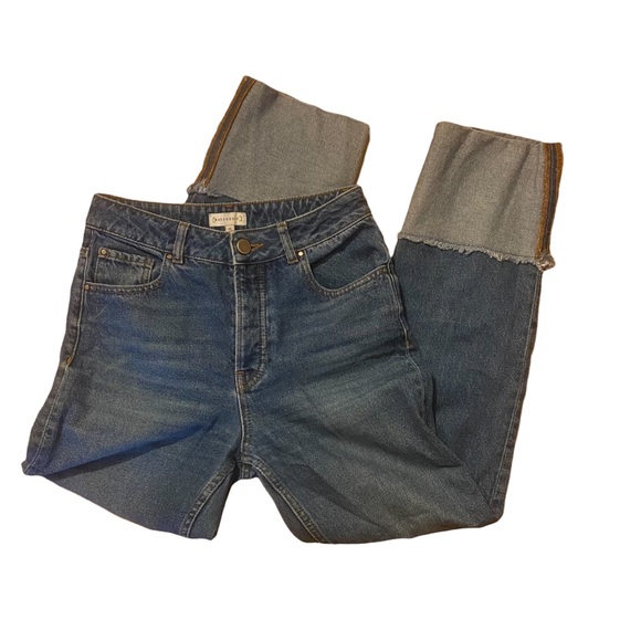 WAREHOUSE Turn Up Frayed Hem Jeans cuffed denim size 26 - Picture 6 of 9